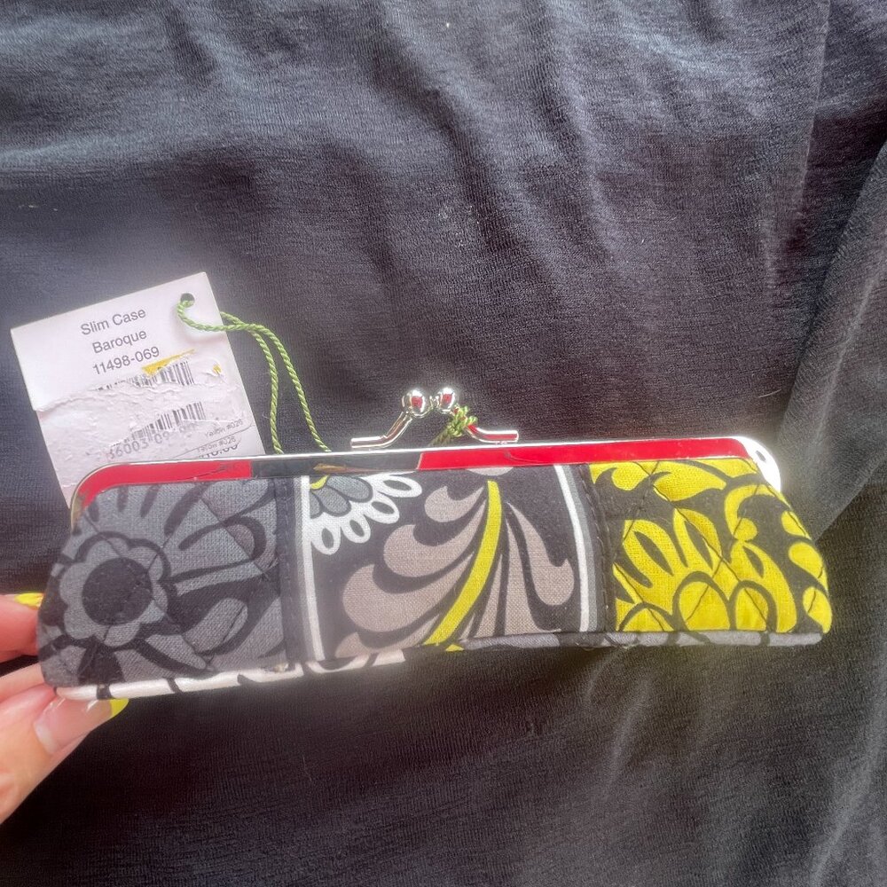 Vera Bradley Slim Case Kisslock Eyeglass Makeup Baroque black and yellow